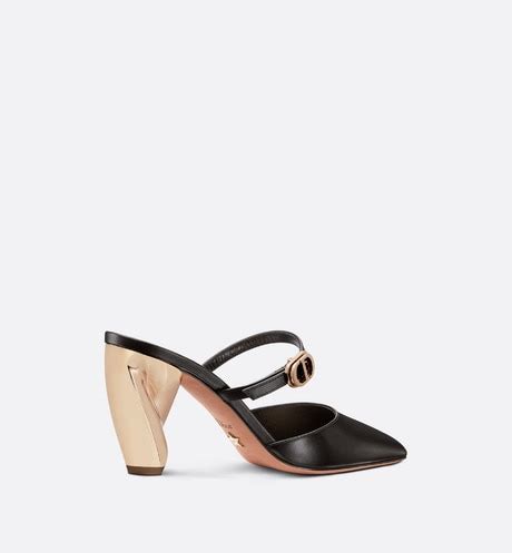 Dior Rhodes Heeled Mule Black Calfskin EU 37.5 